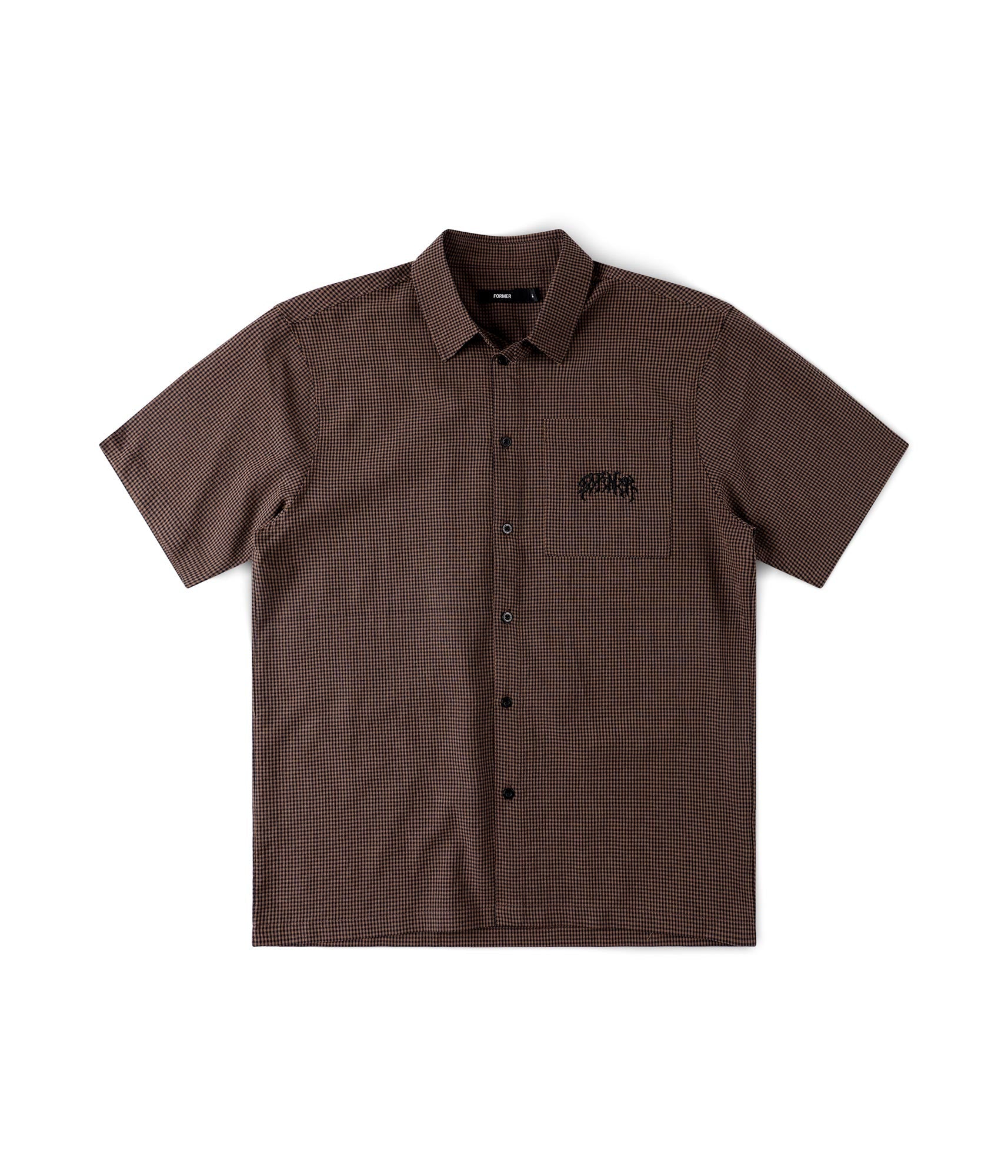 FORMER Vivian Check SS Shirt in BROWN
