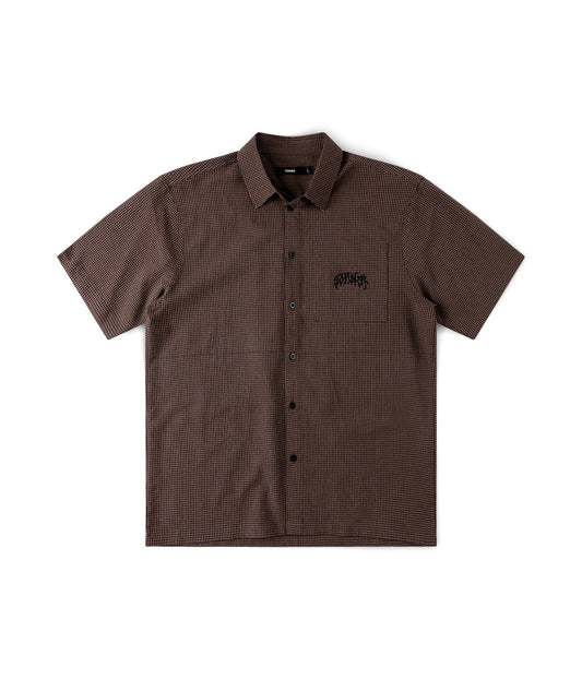 FORMER Vivian Check SS Shirt in BROWN