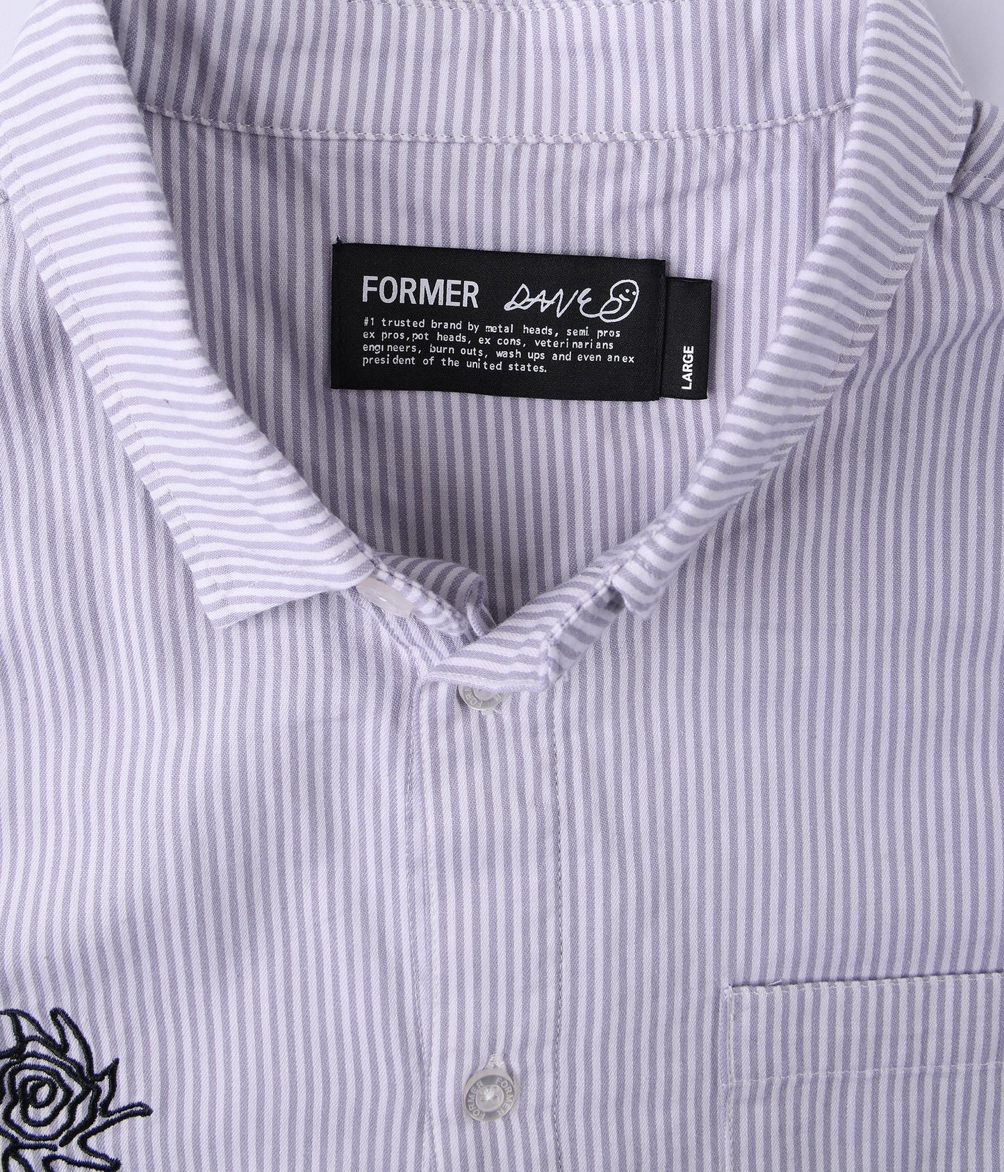 FORMER DXD Reynolds Stripe SS Shirt in GREY - Destroyed By Dane Collection