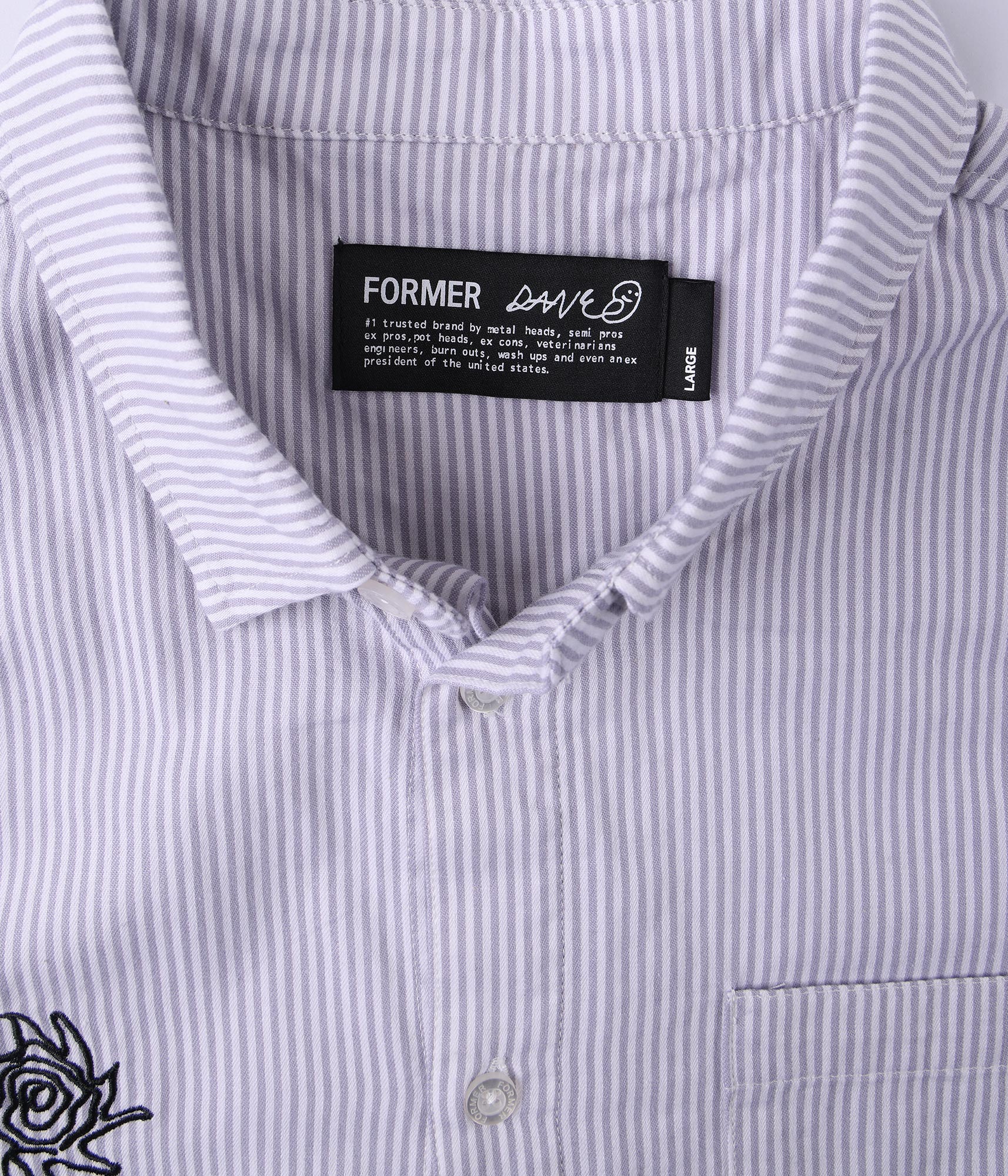 FORMER DXD Reynolds Stripe SS Shirt in GREY - Destroyed By Dane Collection