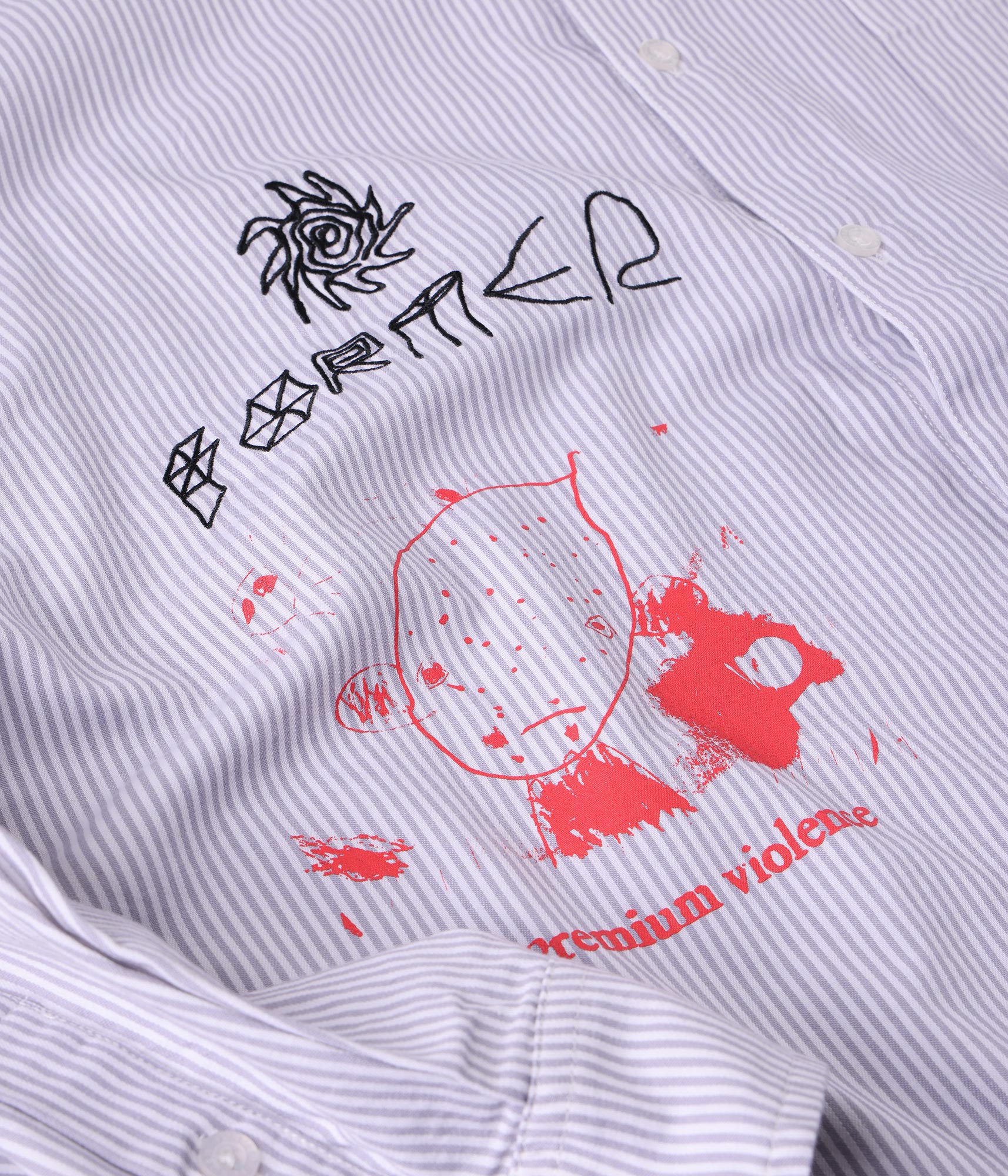 FORMER DXD Reynolds Stripe LS Shirt in GREY - Destroyed By Dane Collection