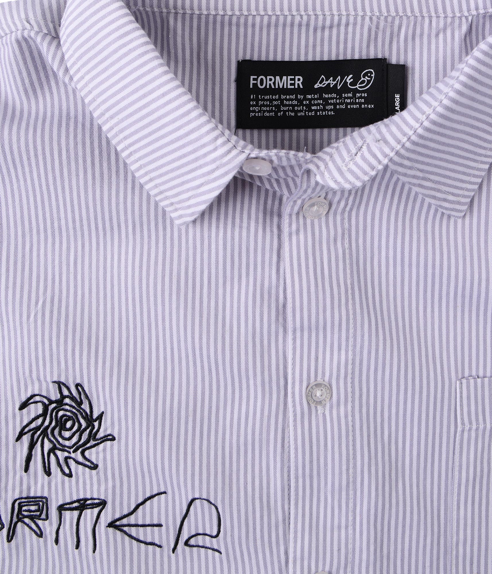 FORMER DXD Reynolds Stripe LS Shirt in GREY - Destroyed By Dane Collection