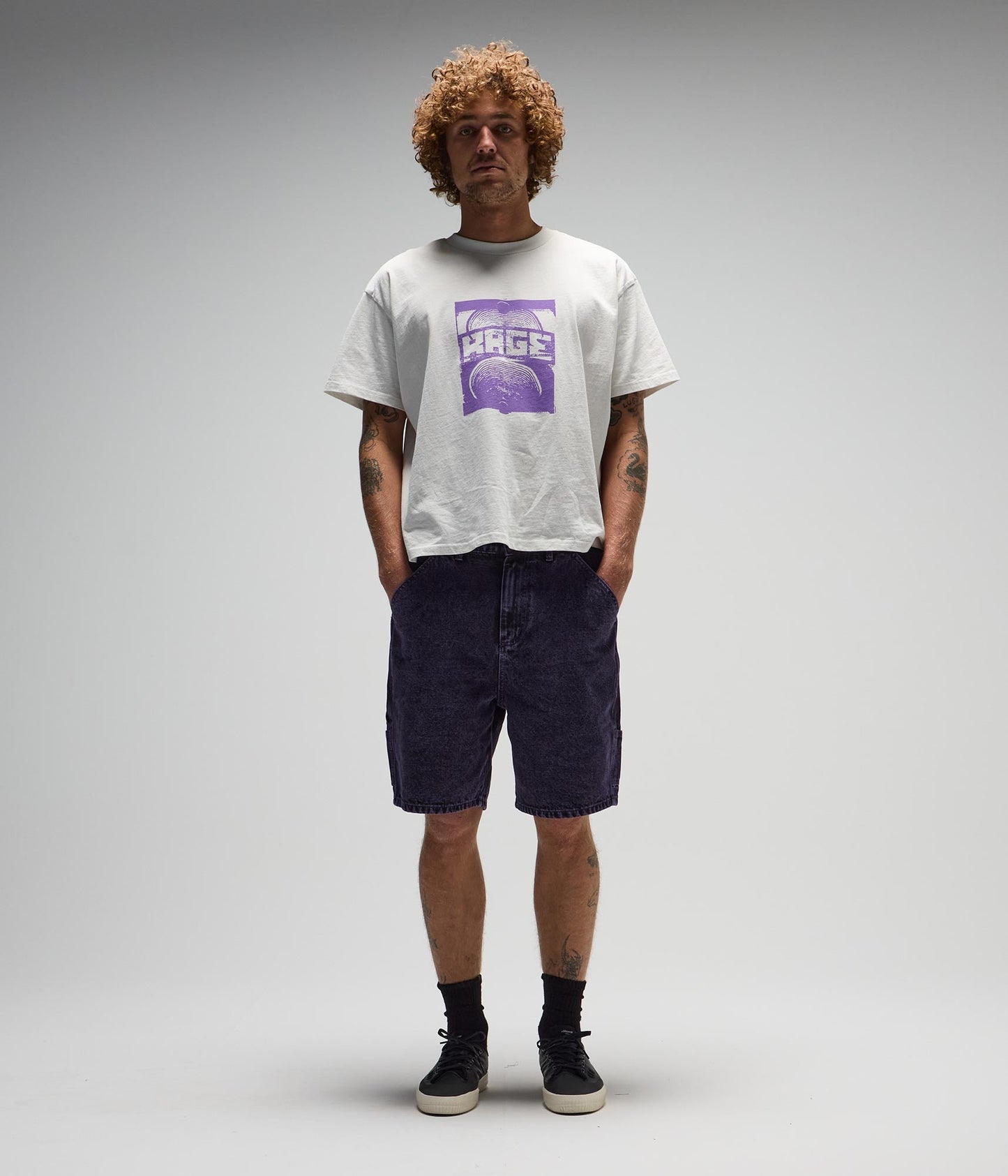 FORMER Distend Denim Walkshort in Washed Purple - FORMER x RAGE Collection