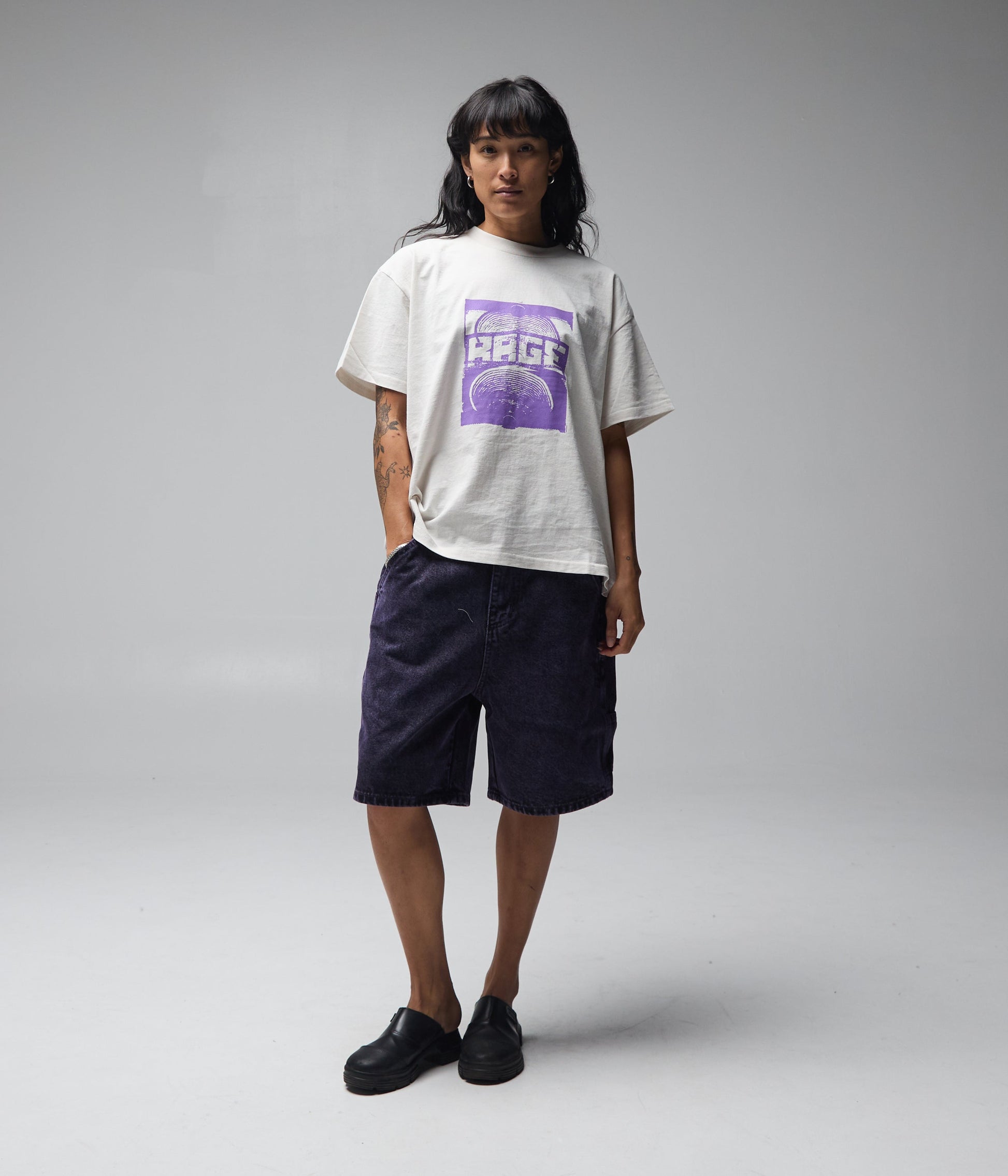 FORMER Distend Denim Walkshort in Washed Purple - FORMER x RAGE Collection