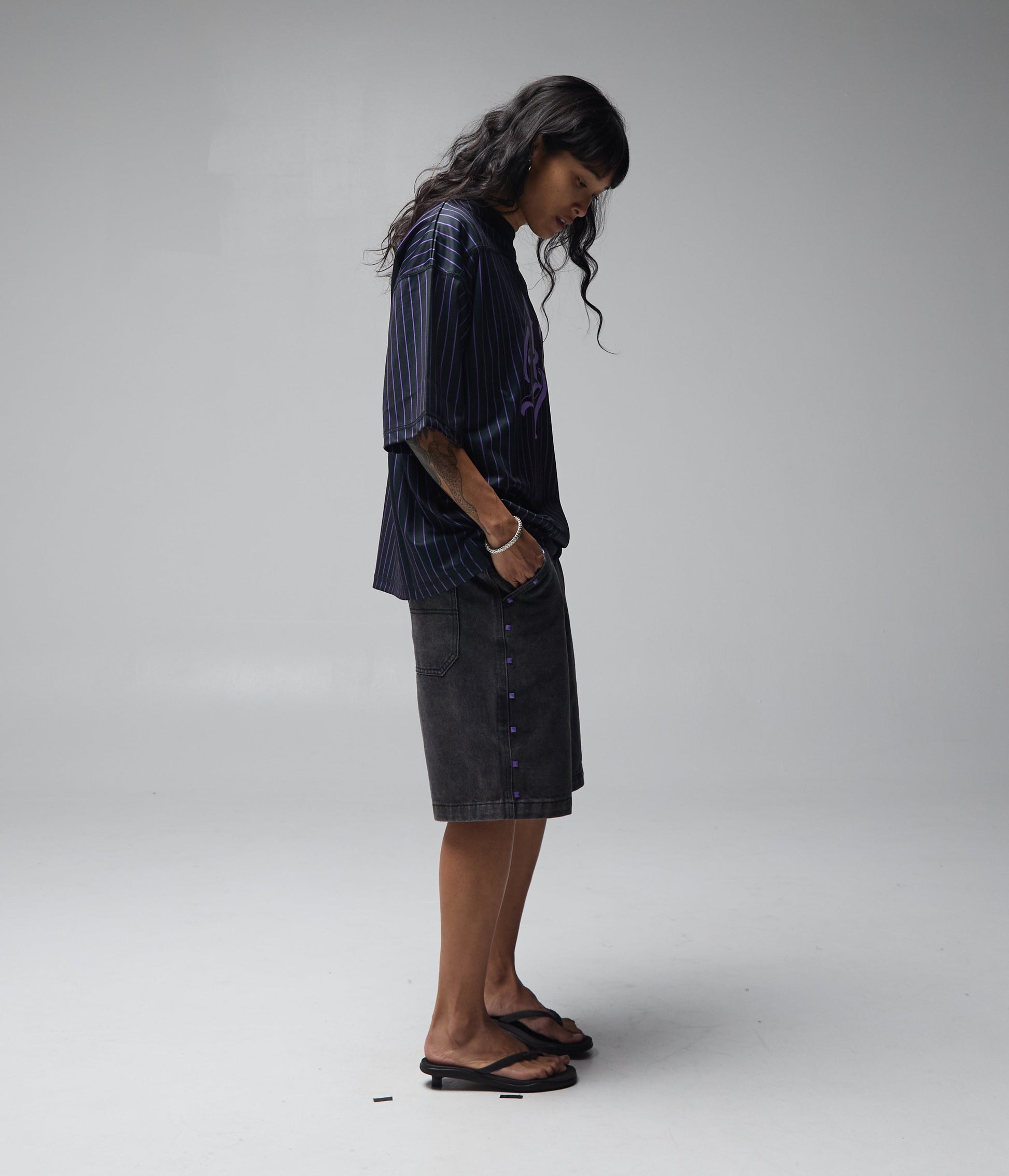 FORMER Studded Denim 21" Walkshort in Washed Black - FORMER x RAGE Collection