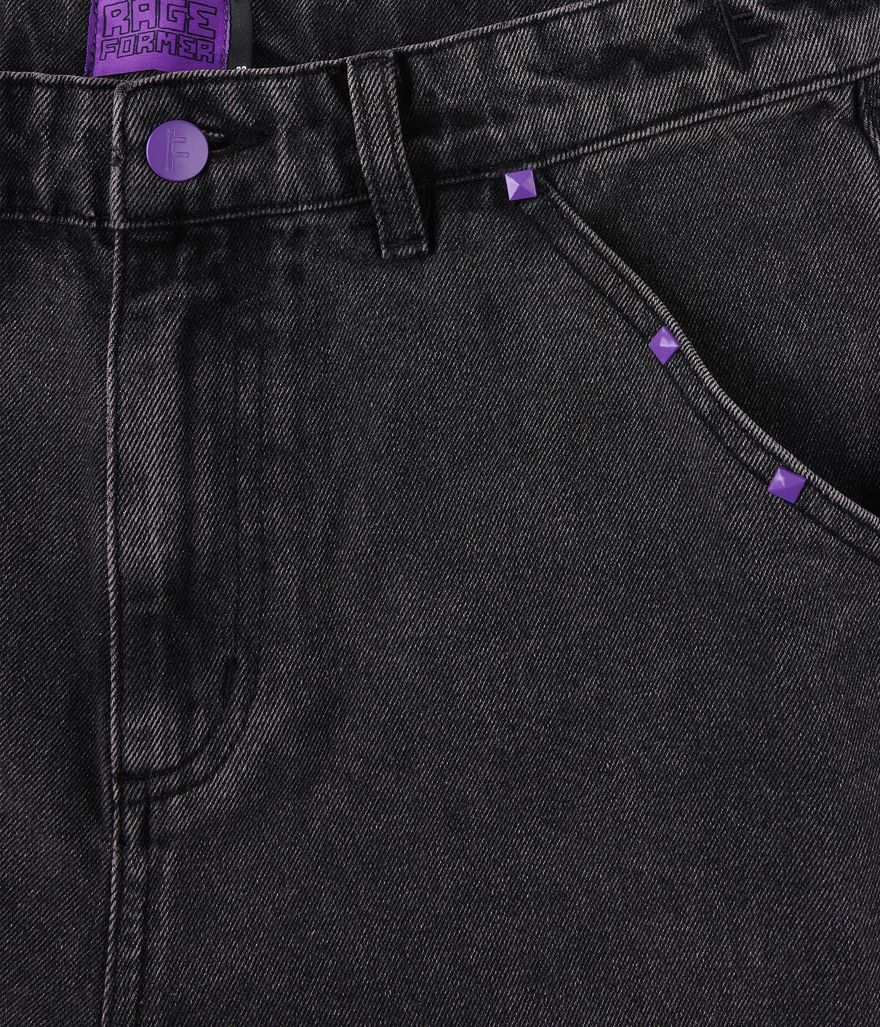 FORMER Studded Denim 21" Walkshort in Washed Black - FORMER x RAGE Collection