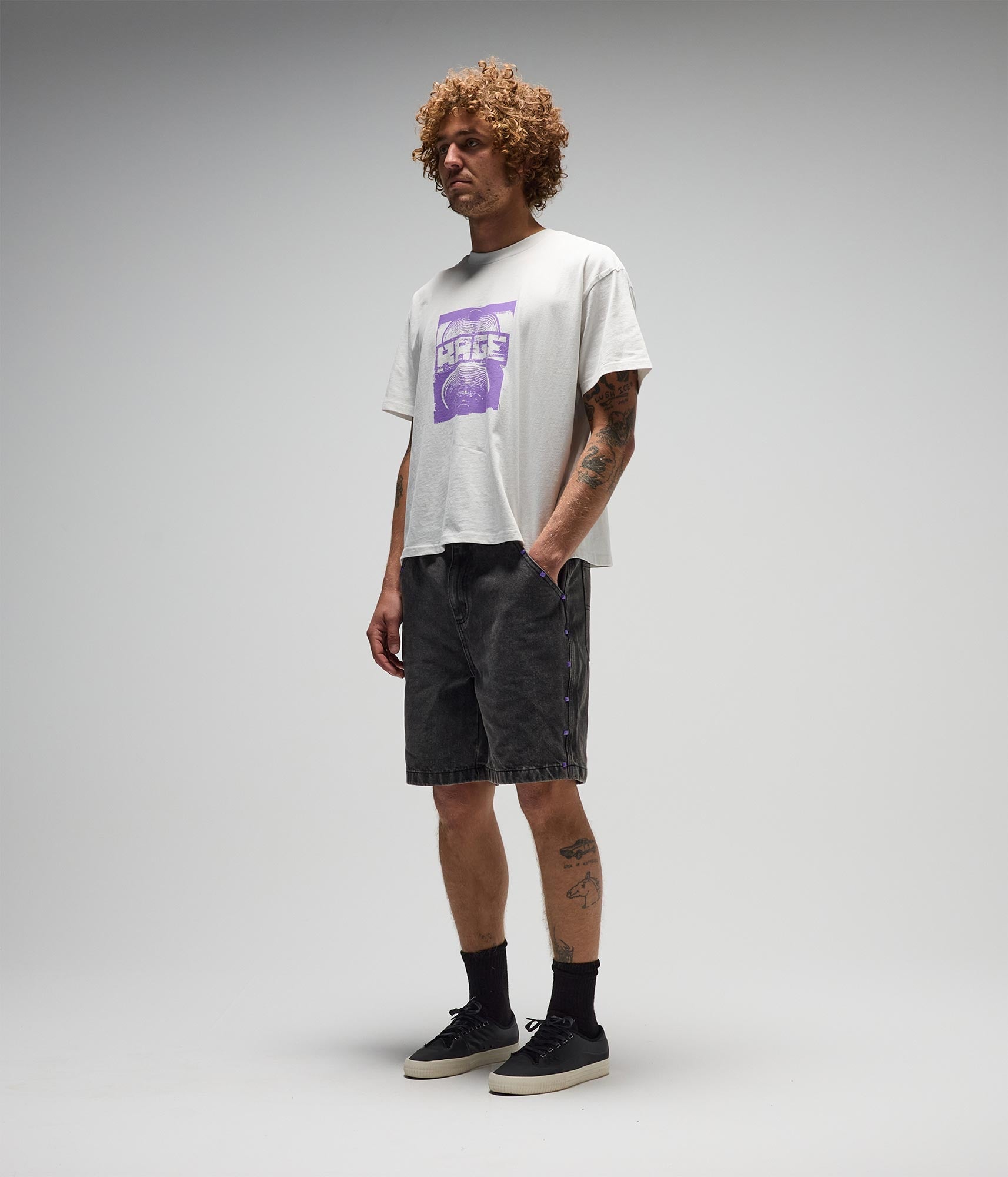 FORMER Studded Denim 21" Walkshort in Washed Black - FORMER x RAGE Collection