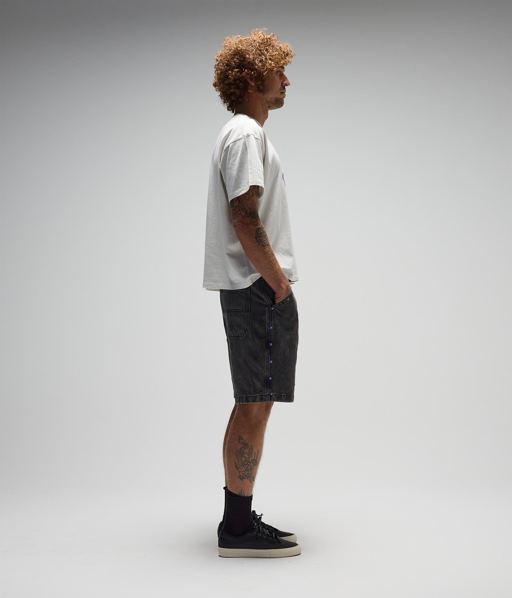 FORMER Studded Denim 21" Walkshort in Washed Black - FORMER x RAGE Collection