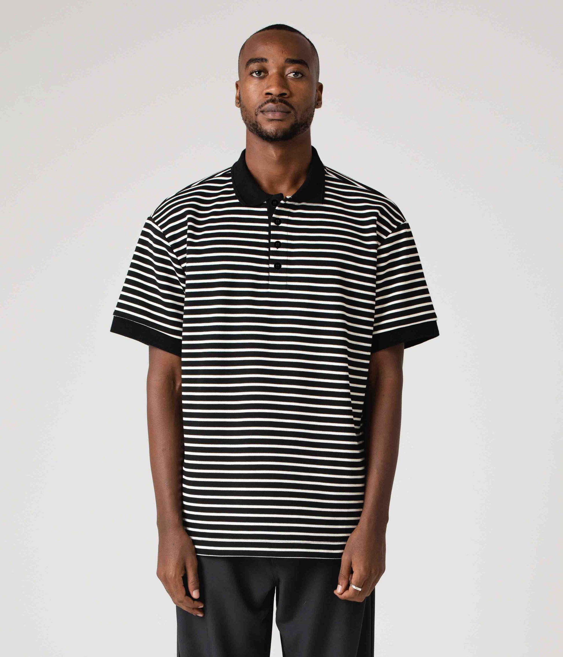 black and white striped polo shirt mens