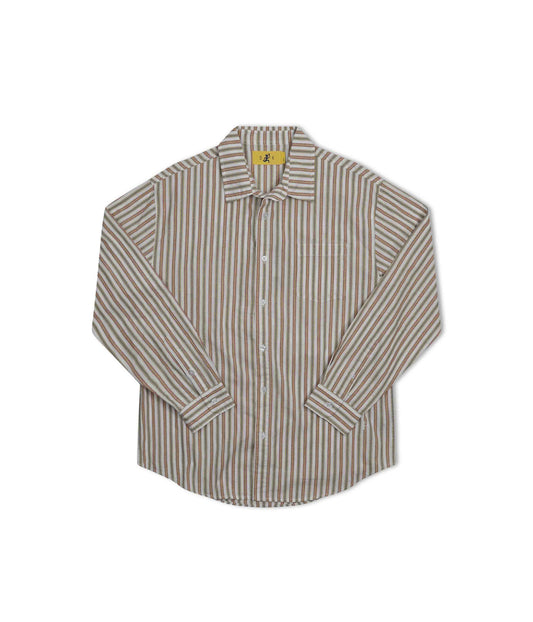 REYNOLDS STRIPED LS SHIRT // OCHRE