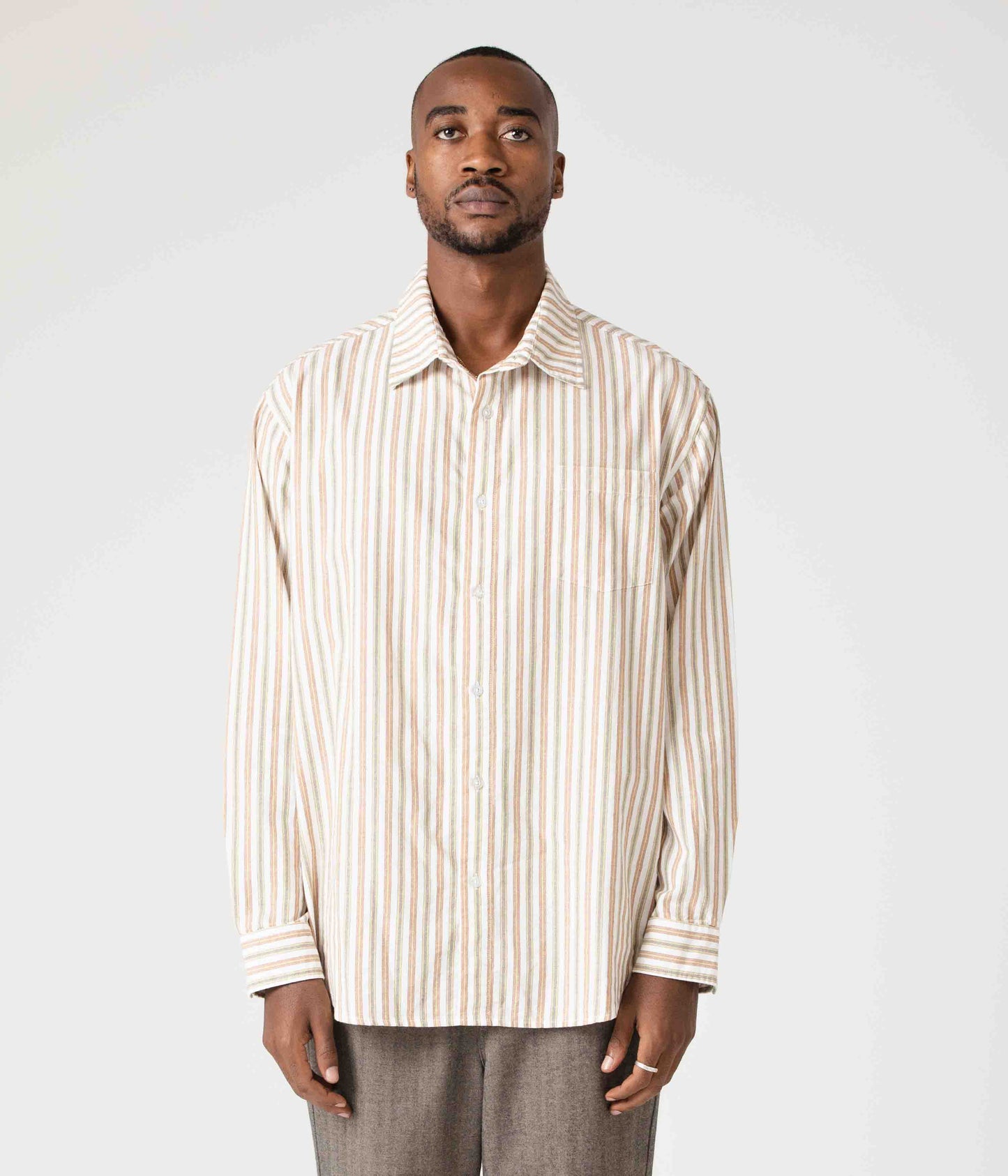 REYNOLDS STRIPED LS SHIRT // OCHRE