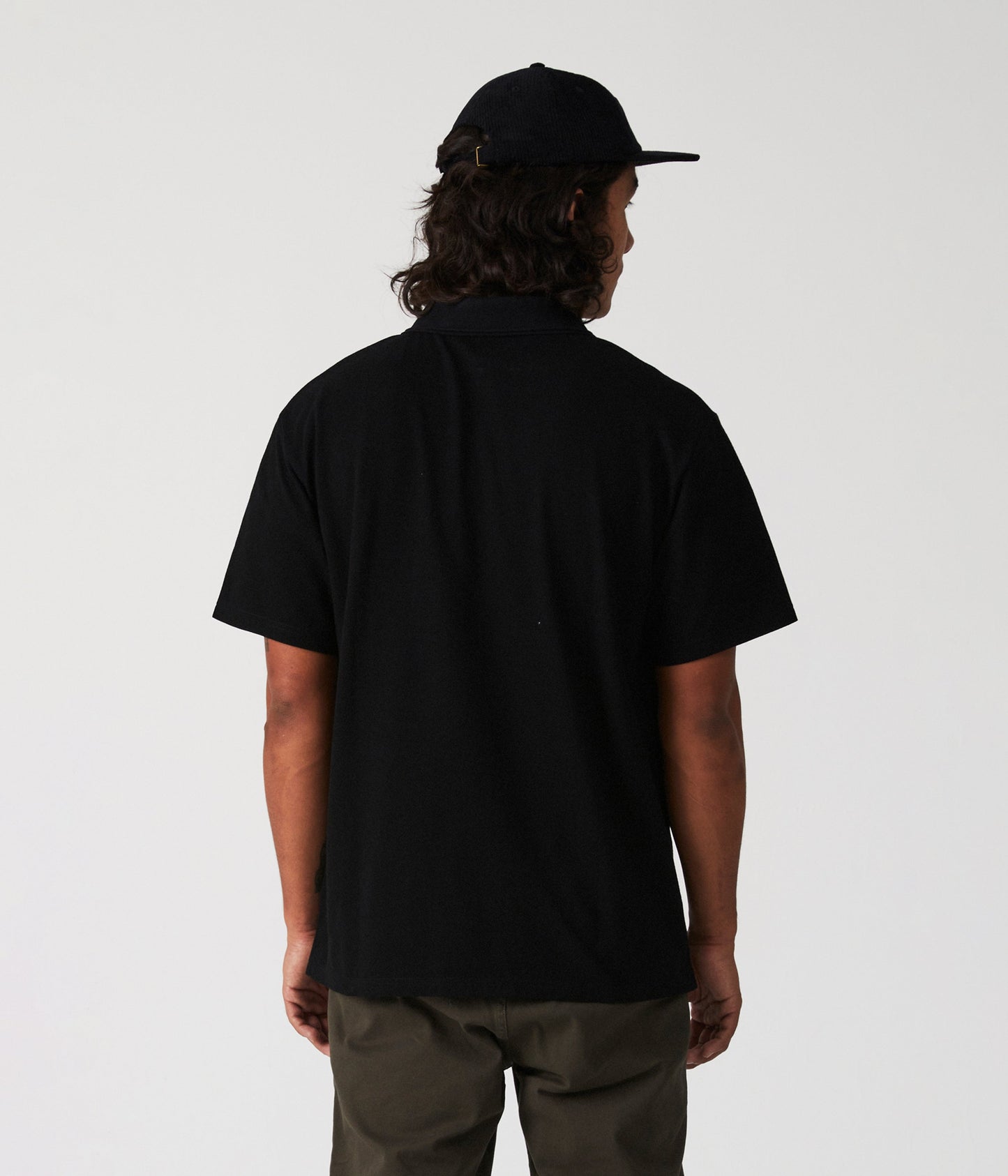 UNIFORM SS BUTTON POLO // BLACK