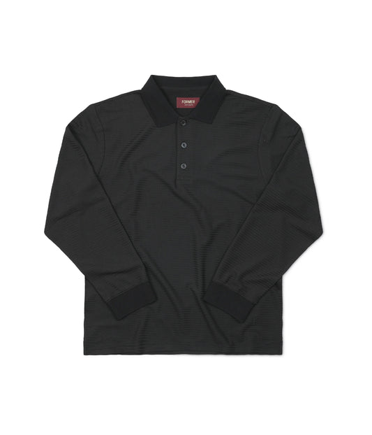 UNIFORM LS BUTTON POLO // BLACK