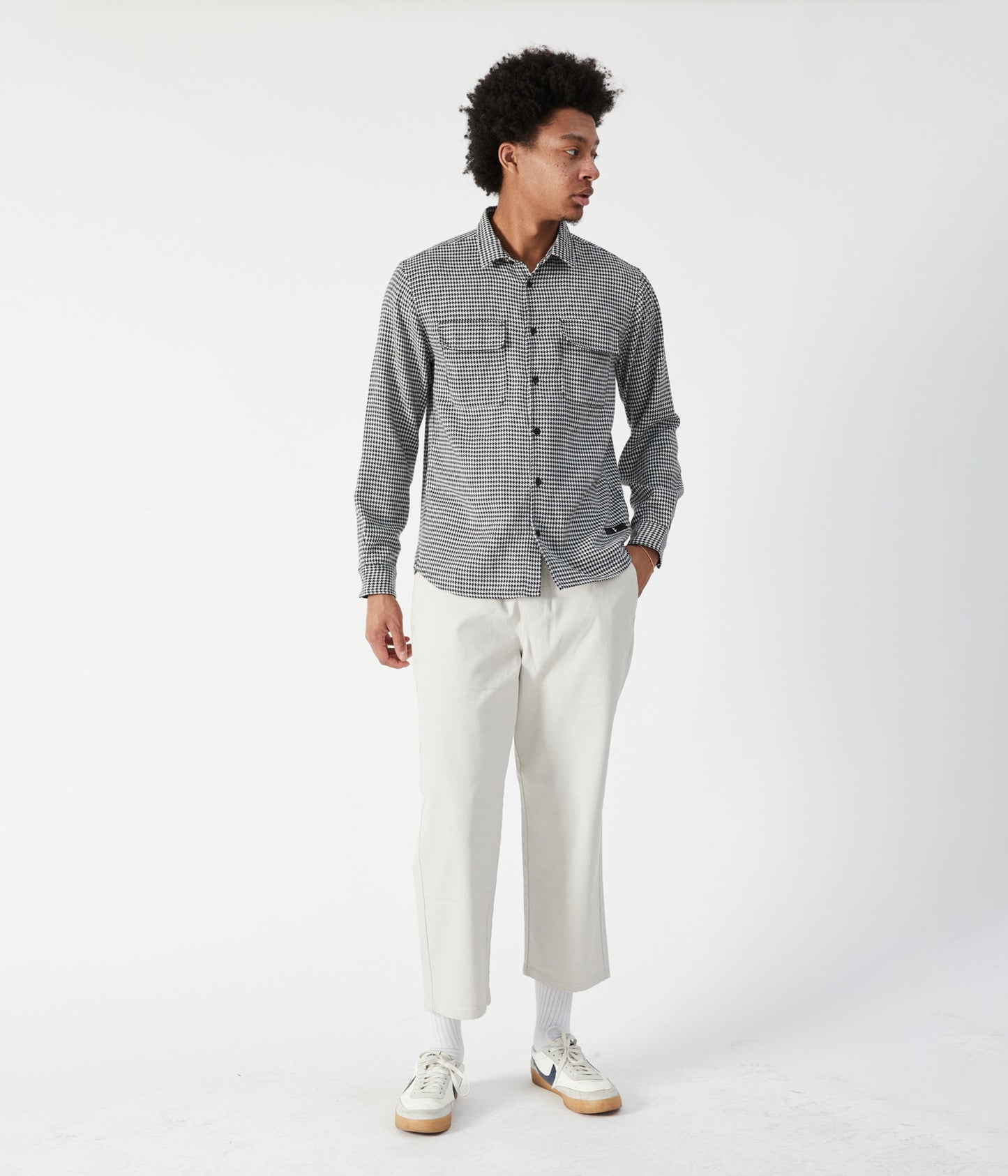 VT HOUNDSTOOTH LS SHIRT // BLACK
